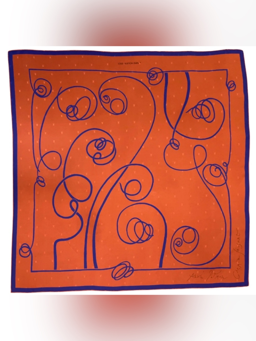 Signed Louis Vuitton Carré 90 Chemin Fusin André Putman Silk Scarf